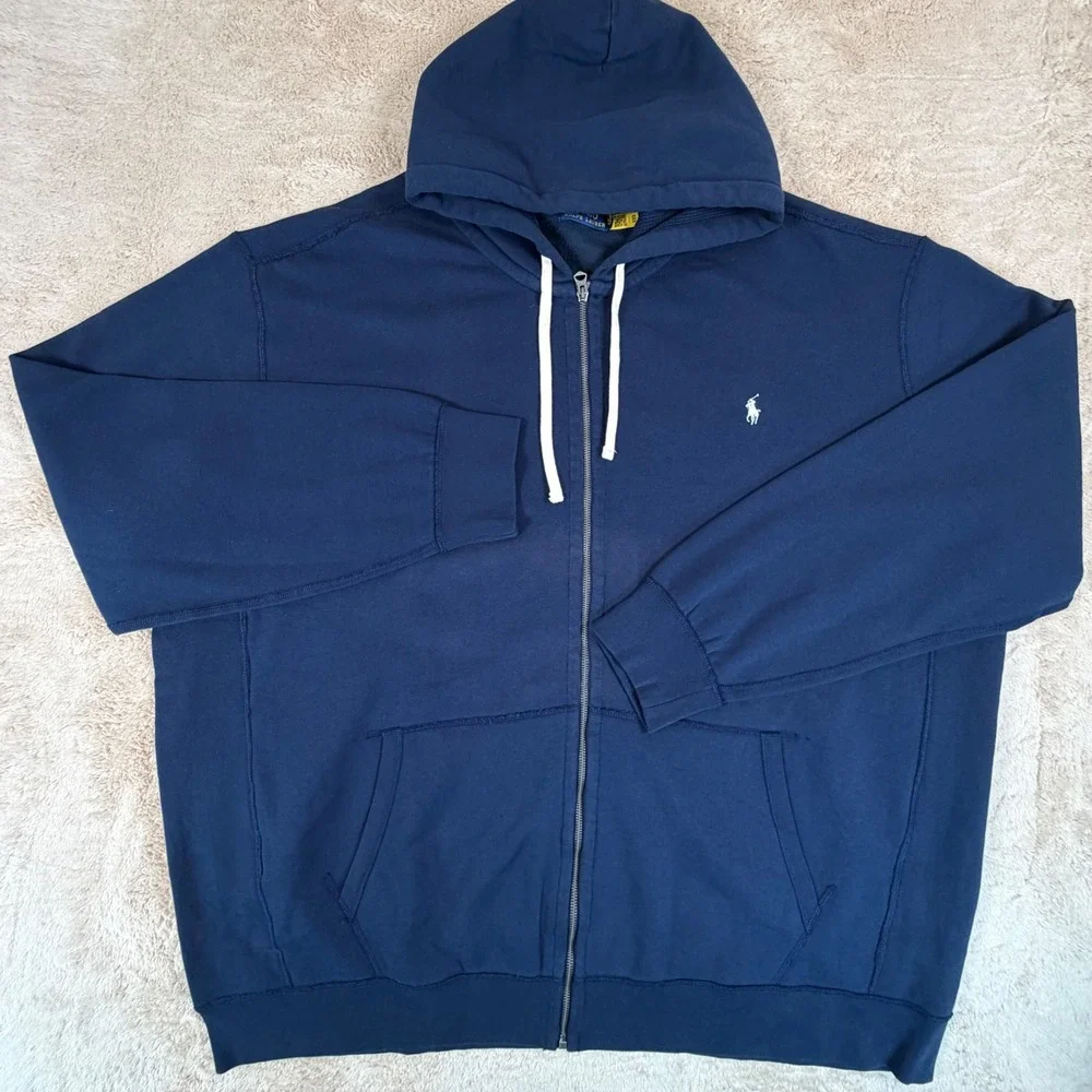 Polo Ralph Lauren Mens 4XLT Full Zip Hoodie Navy Blue Pony Logo Big & Tall NWOT
